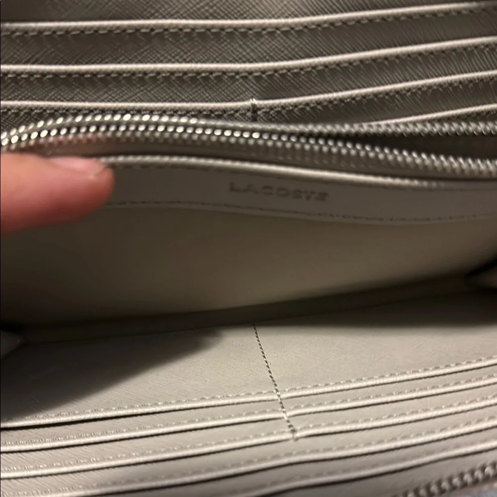 Lacoste Pink Leather Wallet with Zip-Around Design